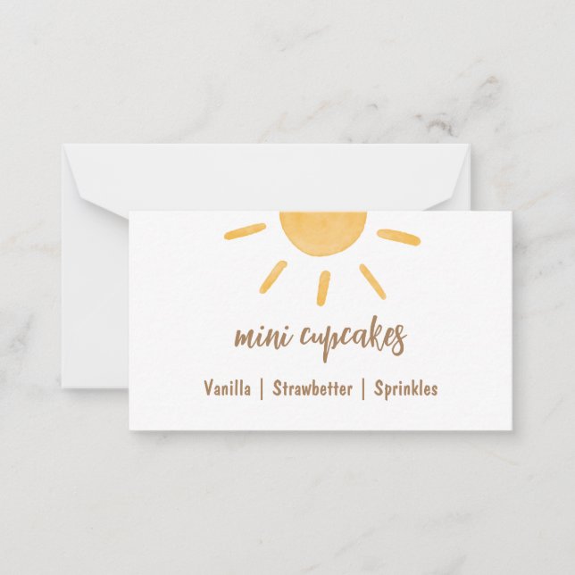 Sunshine Baby Shower Buffet-Karte Mitteilungskarte (Vorderseite)