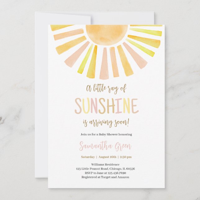 Sunshine Baby Shower Einladung (Vorderseite)