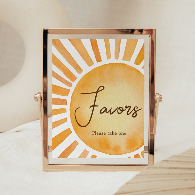 Sunshine Baby Shower Favoriten Poster (A Little Ray of Sunshine Baby Shower Favors Sign)