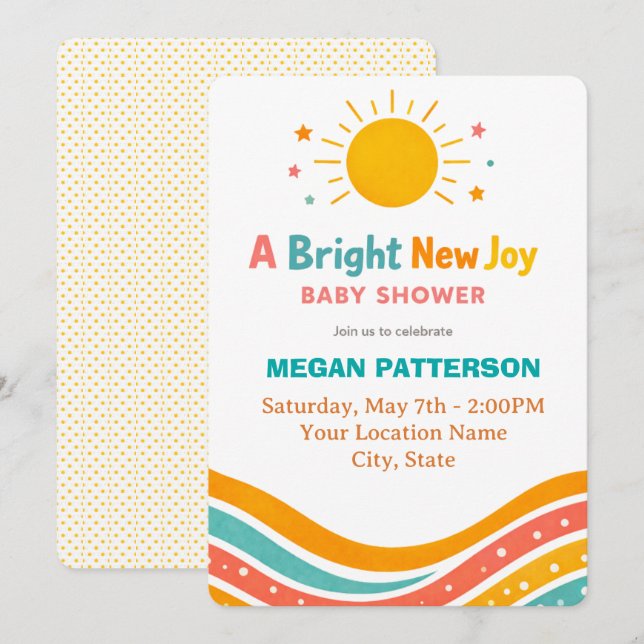 Sunshine Baby Shower Invitation | Bright Modern (Devant / Derrière)