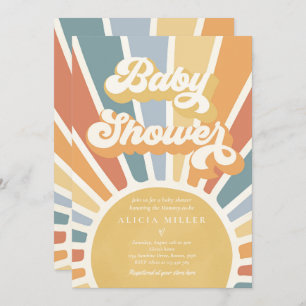 Sunshine Baby Shower Mute Boho Retro Sunshine Einladung