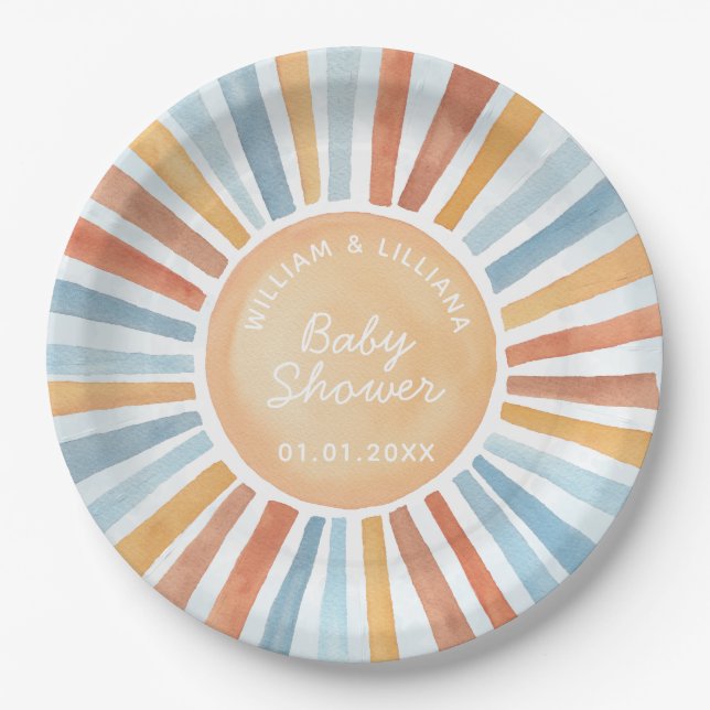 Sunshine Baby Shower Pappteller (Vorderseite)
