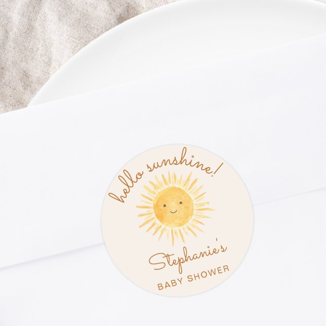 Sunshine Baby Shower Runder Aufkleber (Von Creator hochgeladen)