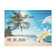 Sunshine Beach Palm Trees Plumeria Save the Date