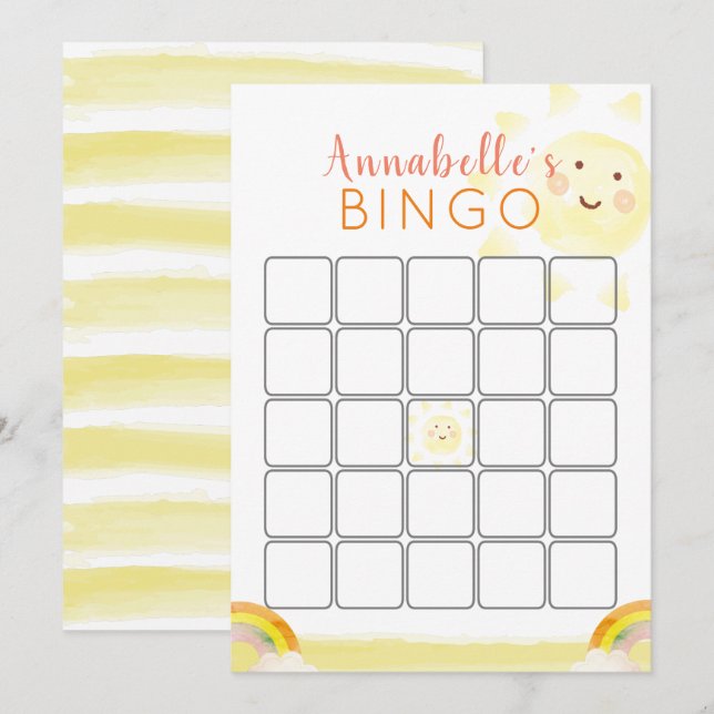 Sunshine Birthday Bingo Game Card Einladung (Vorne/Hinten)
