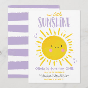 Sunshine Birthday Party Lila unser kleines Sonnens Einladung