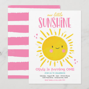 Sunshine Birthday Party Pink unser kleines Sonnens Einladung