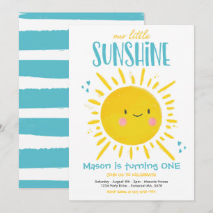 Sunshine Birthday Party Türkis Kleiner Sonnenschei Einladung