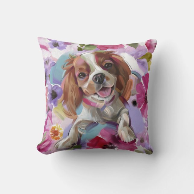 "Sunshine" blenheim cavalier kunstpilz weiß Kissen (Vorderseite)