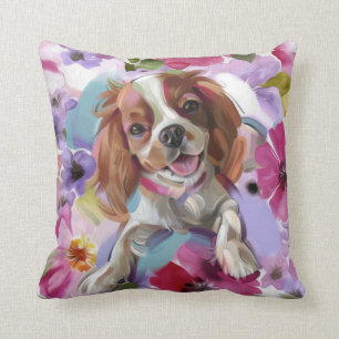 "Sunshine" blenheim cavalier kunstpilz weiß Kissen