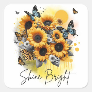Sunshine Bloom Quadratischer Aufkleber