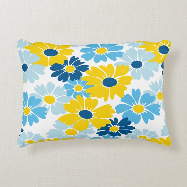 Sunshine Blue Sky blühend Daisy Dekokissen (Vorderseite)