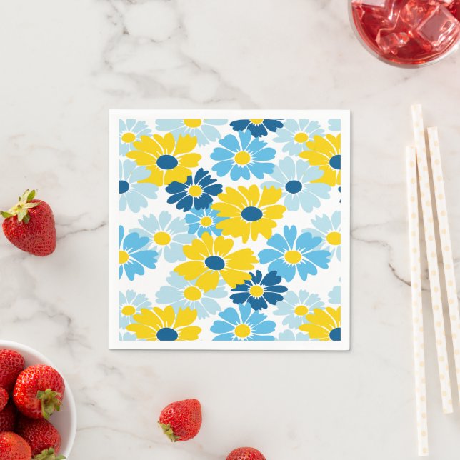 Sunshine Blue Sky blühend Daisy Serviette (Beispiel)