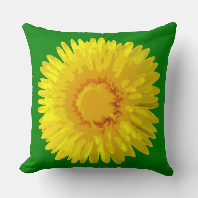 "Sunshine Blume" Green Throw Kissen Design. (Vorderseite)
