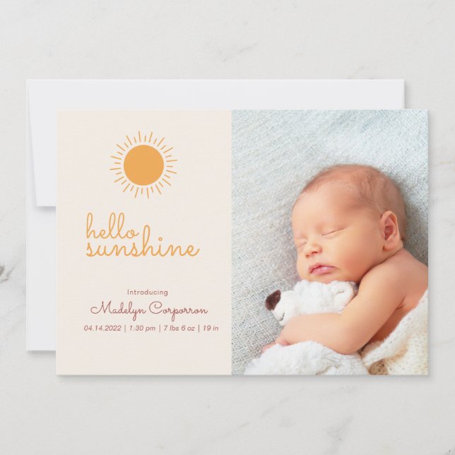 Sunshine Boho 2 Foto Baby Ankündigung (Vorderseite)