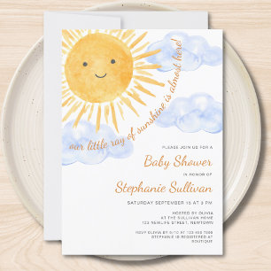 Sunshine Clouds Boy Baby Dusche Einladung