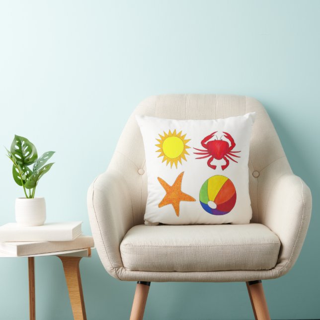 Sunshine Crab Beach Ball Starfish Sommer Küste Kissen (Stuhl )