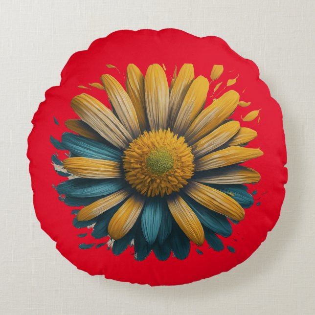 Sunshine Daisy Rundes Kissen (Vorderseite)