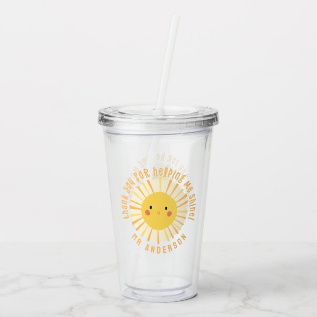 Sunshine Dankeschön Lehrer modern elegant Acryltrinkbecher (Rückseite)