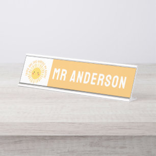 Sunshine Dankeschön Lehrer modern elegant Schreibtischnamensplakette