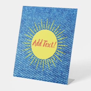 Sunshine Denim Print Baby Dusche nach Maß Sockelschild