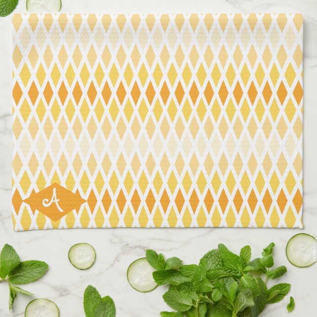 Sunshine Diamond Ombre Monogram Geschirrtuch (Gefaltet)