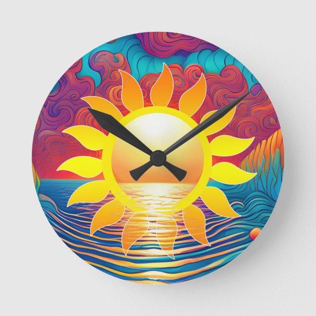 Sunshine Dream Runde Wanduhr (Vorderseite)