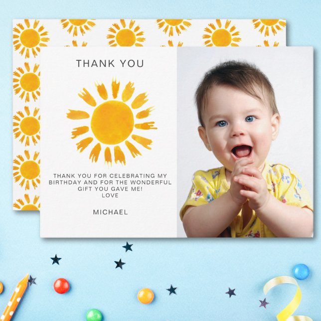 Sunshine First Birthday Danke Karte (Von Creator hochgeladen)