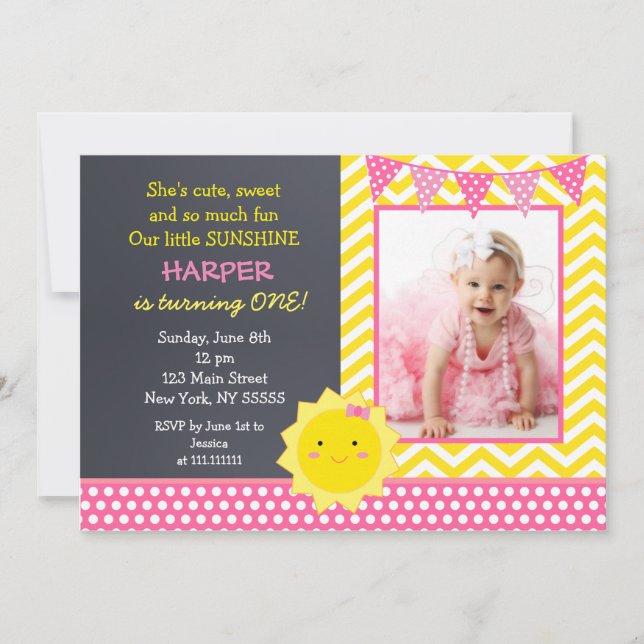 Sunshine Foto Geburtstagsparty Einladung (Vorderseite)