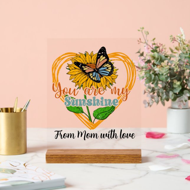 Sunshine fügt Text Sentiment Schmetterling hinzu Acrylschild (Hochzeit)