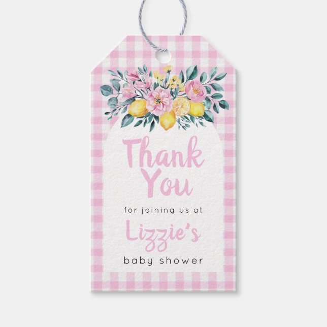Sunshine Fun and Lemonade Baby Dusche Vielen Dank Geschenkanhänger (Vorderseite)