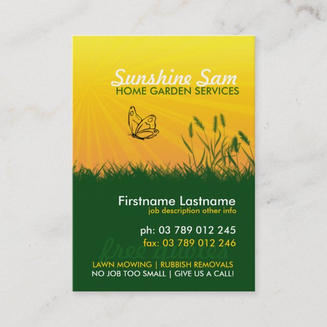 Sunshine Garden Service Carte de visite (Devant)