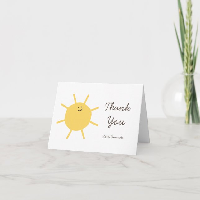 Sunshine Gender Neutral Baby Dusche Danke Karte (Vorderseite)