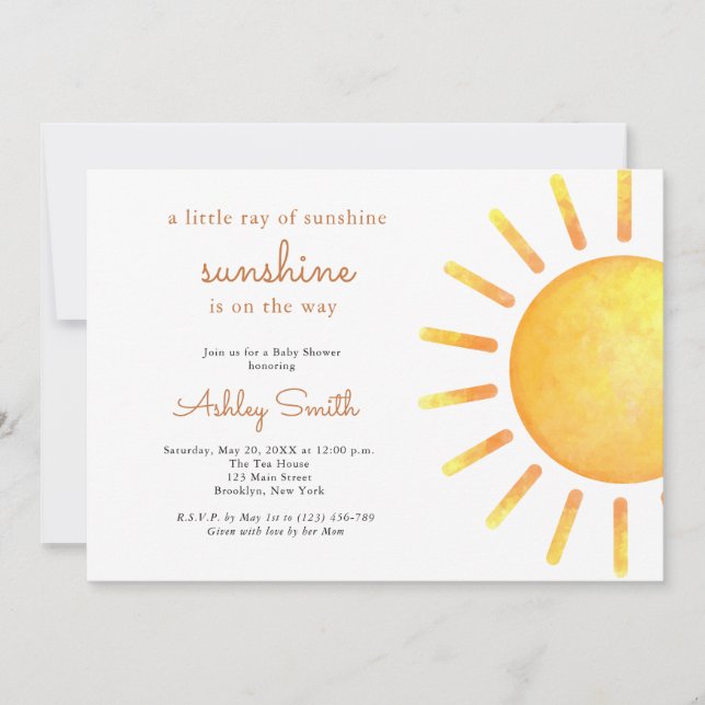 Sunshine Gender Neutral Boho Sun Baby Dusche Einladung (Vorderseite)