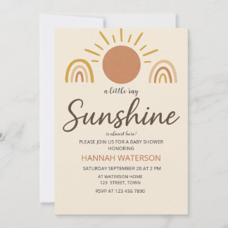 Sunshine Gender Neutral Boho Sun Baby Dusche Einladung