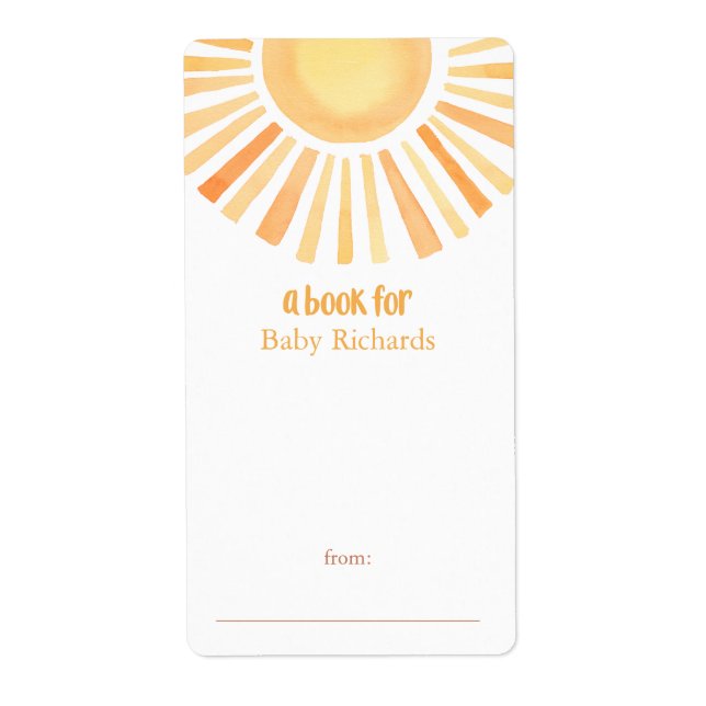 Sunshine gender neutre baby shower étiquettes (Devant)