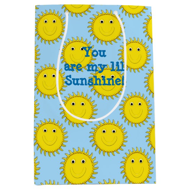 Sunshine Happy Face-Blue Geschenktasche M Mittlere Geschenktüte (Vorderseite)
