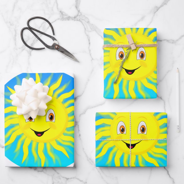 Sunshine Happy Face Geschenkpapier Set (Vorderseite)