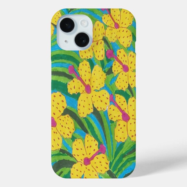 Sunshine Hibiskus Tropical Print Case-Mate iPhone Hülle (Rückseite)