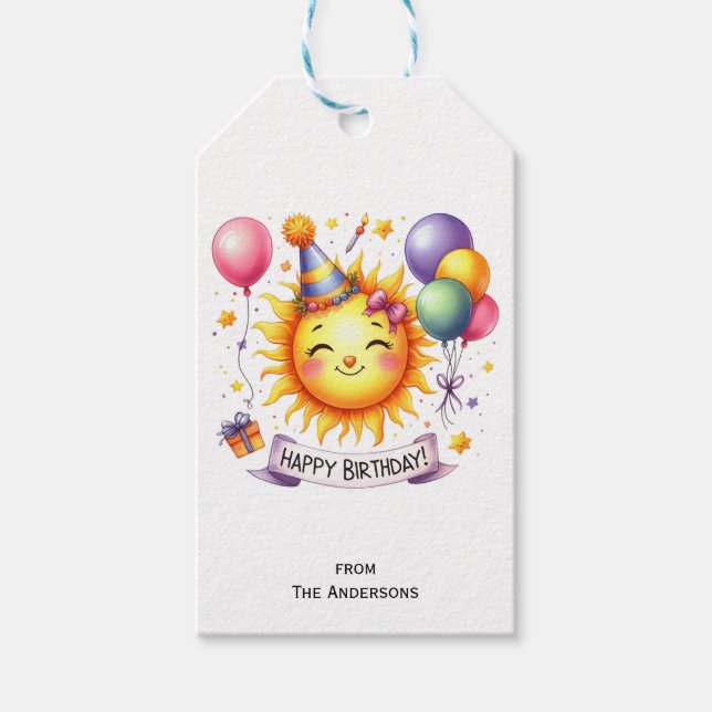 Sunshine Individuelle Name Happy Birthday Geschenkanhänger (Vorderseite)