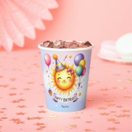Sunshine Individuelle Name Happy Birthday Pappbecher