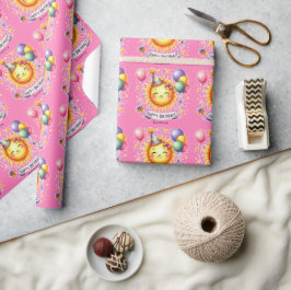 Sunshine Individuelle Name Happy Birthday Pink Geschenkpapier