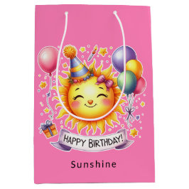 Sunshine Individuelle Name Happy Birthday Pink Mittlere Geschenktüte