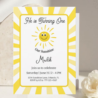 Sunshine Invitation Kids Birthday Party Card Einladung