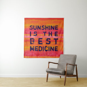 Sunshine ist die beste Medizin Vibrant Rote Kunst Wandteppich
