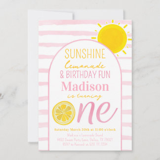 Sunshine Lemonade 1er Anniversaire Fête Invitation