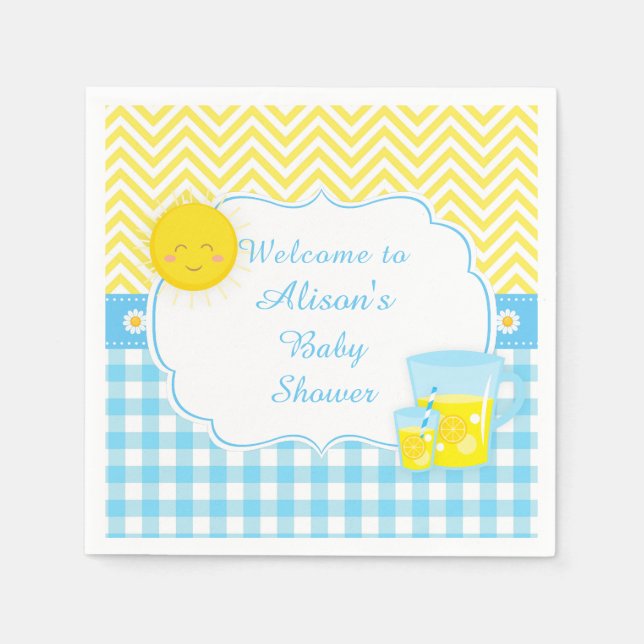 Sunshine & Lemonade Blau & Gelb Serviette (Vorderseite)