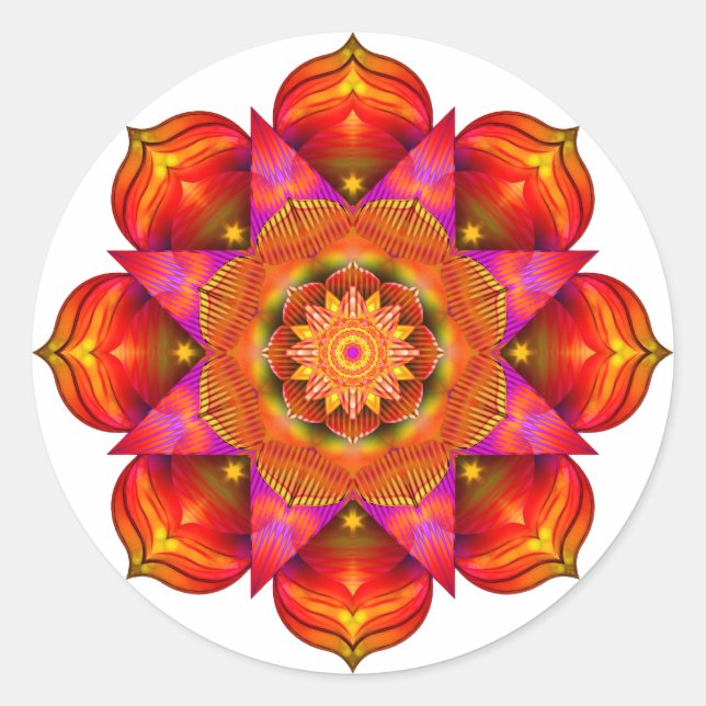 Sunshine Mandala Runder Aufkleber (Vorderseite)