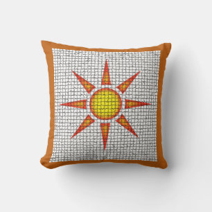Sunshine Orange Yellow Sun Mosaik Südwesten Kissen