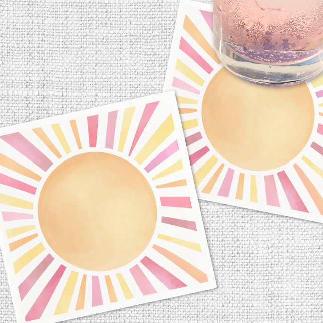 Sunshine Pink Sun Serviette (Sunshine Pink Sun Napkins)